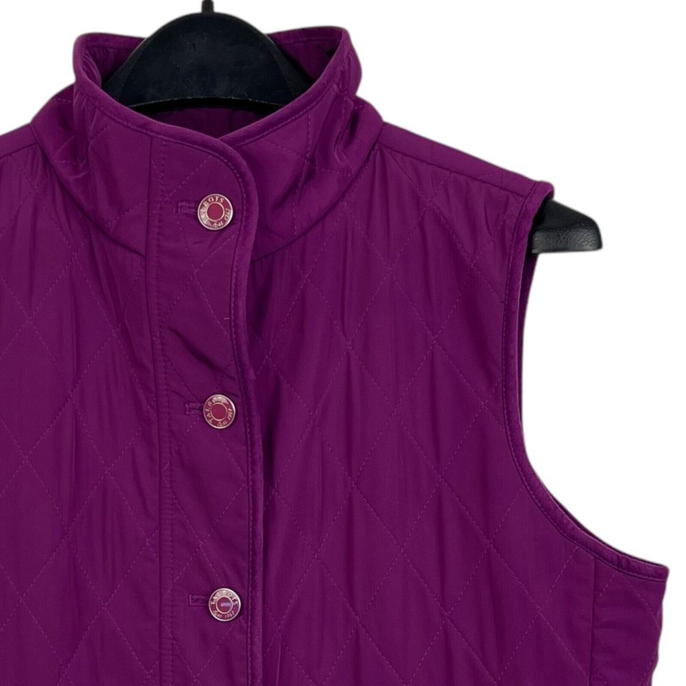 Talbots Womens Medium Poly Fill Diamond Quilted Fleece Lined Vest Button Up Pink